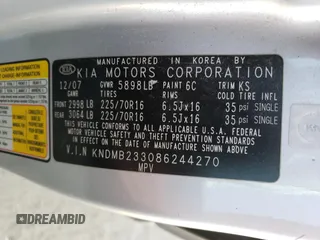 2008 Kia Sedona LX with VIN KNDMB233086244270, listed as a Copart auction lot 75109174 with 328,438 mi miles and Clean Title. Bid and sale history available at carsss.com. Image 13.