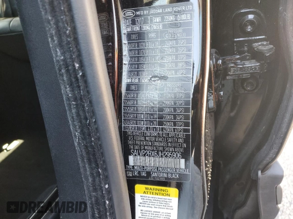 2018 Land Rover Range Rover Evoque SE with VIN SALVP2RX6JH295906, listed as a Copart auction lot 53448525 with 109,287 mi miles and Salvage Title. Bid and sale history available at carsss.com. Image 14.