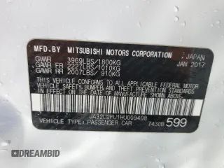 2017 Mitsubishi Lancer ES with VIN JA32U2FU1HU009408, listed as a Copart auction lot 39421434 with 80,616 mi miles. Bid and sale history available at carsss.com. Image 12.