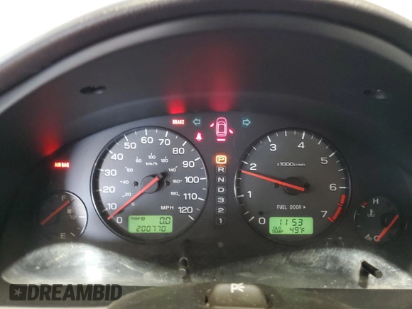 2002 Subaru Legacy L with VIN 4S3BH635027303575, listed as a Copart auction lot 79429344 with 200,770 mi miles and Salvage title. Bid and sale history available at DreamBid. Image 9.