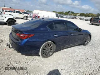 2022 Infiniti Q50 Red Sport 400 with VIN JN1FV7DP4NM370267, listed as a Copart auction lot 45451545 with 46,313 mi miles and Salvage Title. Bid and sale history available at DreamBid. Image 3.
