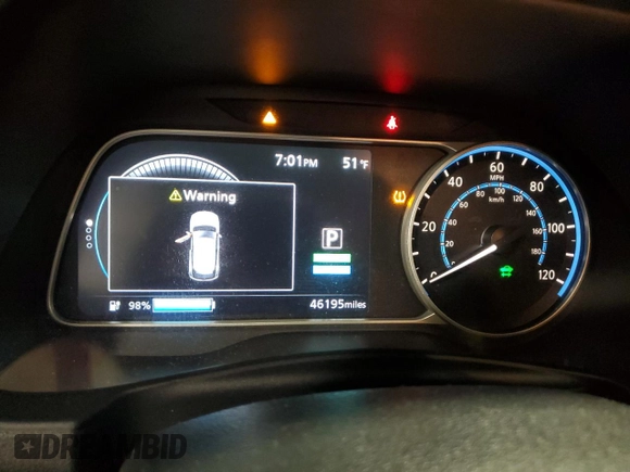2020 Nissan LEAF SV Plus with VIN 1N4BZ1CP4LC305023, listed as a Copart auction lot 50136155 with 46,195 mi miles and Salvage Title. Bid and sale history available at DreamBid. Image 9.