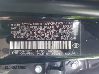 2016 Toyota Prius One with VIN JTDKDTB36G1120170, listed as a IAAI auction lot 42054086 with 106,362 mi miles and . Bid and sale history available at DreamBid. Image 9.