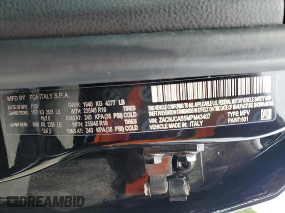 2021 Jeep Renegade Jeepster z VIN ZACNJCAB5MPM43407, wystawiony jako Copart lot #59966845 z przebiegiem 103 436 mil mil oraz Czysty tytuł • Clean title. Historia ofert i sprzedaży dostępna na DreamBid. Obrazek 14.