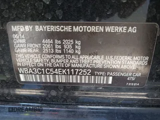 2014 BMW 3 Series 328i with VIN WBA3C1C54EK117252, listed as a IAAI auction lot 42338440 with 126,877 mi miles and . Bid and sale history available at DreamBid. Image 9.