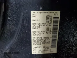 2019 Nissan Titan XD SL with VIN 1N6BA1F42KN511931, listed as a Copart auction lot 43820995 with 249,306 mi miles and Salvage Title. Bid and sale history available at carsss.com. Image 12.