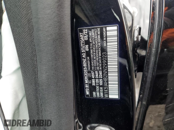 2022 Mercedes-Benz CLA 250 with VIN W1K5J4HB2NN299023, listed as a Copart auction lot 47099725 with 35,174 mi miles and Salvage title. Bid and sale history available at DreamBid. Image 14.