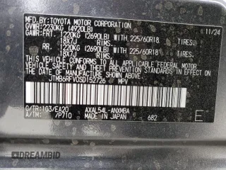 2025 Toyota RAV4 Hybrid XLE Premium z VIN JTMB6RFV0SD152726, wystawiony jako Copart lot #59849005 z przebiegiem 21 115 mil mil oraz Szkoda całkowita • Salvage title. Historia ofert i sprzedaży dostępna na DreamBid. Obrazek 13.