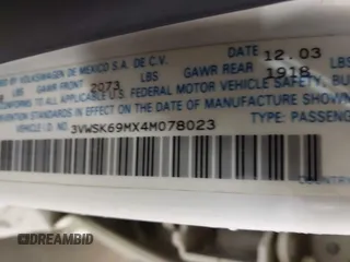 2004 Volkswagen Jetta GLS z VIN 3VWSK69MX4M078023, wystawiony jako IAAI lot #41198138 z przebiegiem 153 830 mil mil oraz . Historia ofert i sprzedaży dostępna na DreamBid. Obrazek 9.