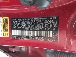2013 Lexus ES 250 с VIN JTHBK1GG7D2065075, выставлен на аукционе IAAI как лот 41761753 с пробегом 121 272 миль миль и . История ставок и продаж доступна на DreamBid. Изображение 9.