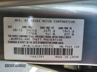 2013 Mazda 3 i Touring with VIN JM1BL1L84D1705732, listed as a Copart auction lot 80083554 with Not provided miles and Salvage title. Bid and sale history available at DreamBid. Image 15.