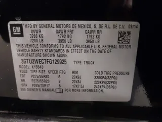 2015 GMC Sierra 1500 Denali with VIN 3GTU2WEC7FG129925, listed as a IAAI auction lot 41731496 with 165,168 mi miles. Bid and sale history available at carsss.com. Image 9.