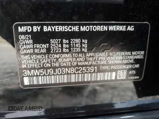 2022 BMW 3 Series M340i xDrive with VIN 3MW5U9J03N8C25391, listed as a Copart auction lot 41496935 with 41,912 mi miles and Salvage Title. Bid and sale history available at carsss.com. Image 13.