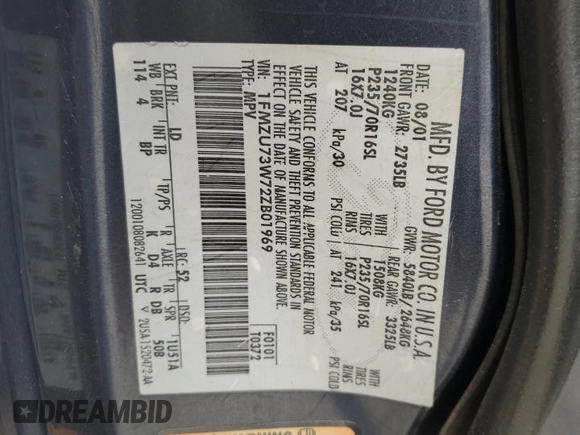 2002 Ford Explorer XLT z VIN 1FMZU73W72ZB01969, wystawiony jako Copart lot #85556964 z przebiegiem 276 545 mil mil oraz Szkoda całkowita • Salvage title. Historia ofert i sprzedaży dostępna na DreamBid. Obrazek 15.