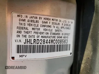 1998 Honda CR-V LX with VIN JHLRD2844WC008563, listed as a Copart auction lot 74454904 with 168,302 mi miles and Non Repairable. Bid and sale history available at carsss.com. Image 14.