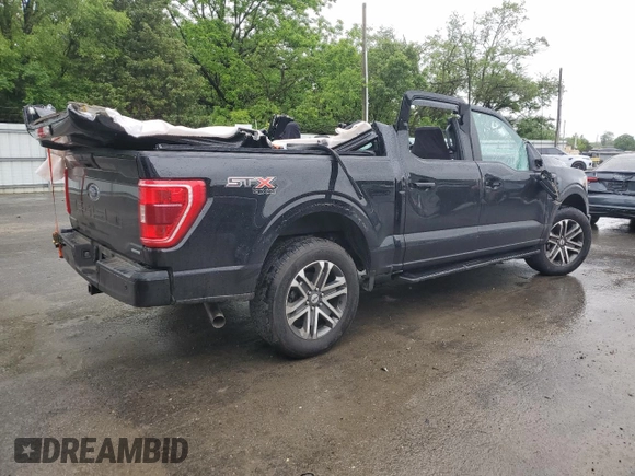 2021 Ford F-150 XL with VIN 1FTEW1EP2MFA19832, listed as a Copart auction lot 57981895 with 66,766 mi miles and Salvage title. Bid and sale history available at DreamBid. Image 3.