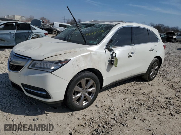 2015 Acura MDX Advance/Entertainment Pkg with VIN 5FRYD4H82FB024026, listed as a Copart auction lot 49288555 with 0 mi miles and Salvage Title. Bid and sale history available at carsss.com. Image 1.