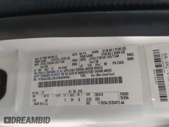 2014 Ford Econoline Passenger XL с VIN 1FBSS3BL5EDB20859, выставлен на аукционе IAAI как лот 42488008 с пробегом 88 890 миль миль и . История ставок и продаж доступна на DreamBid. Изображение 9.