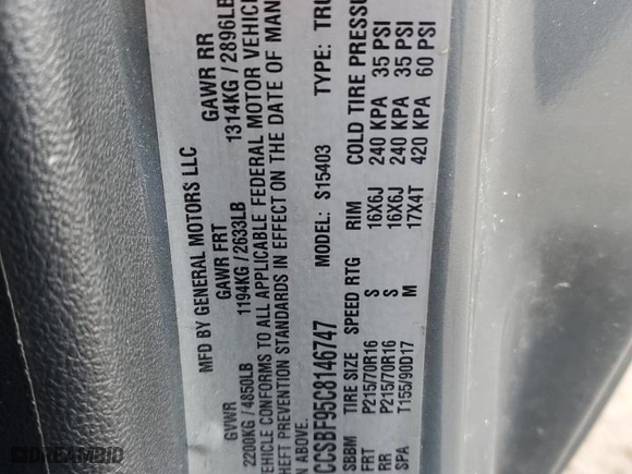 2012 Chevrolet Colorado Work Truck with VIN 1GCCSBF95C8146747, listed as a Copart auction lot 52407155 with 100,298 mi miles and Salvage Title. Bid and sale history available at carsss.com. Image 12.