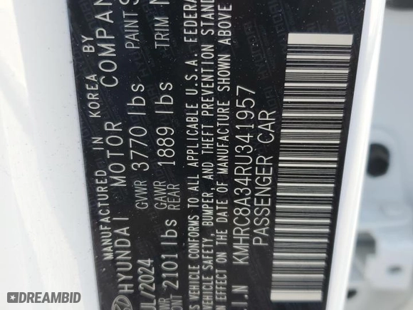 2024 Hyundai Venue SEL with VIN KMHRC8A34RU341957, listed as a Copart auction lot 52706545 with 2,528 mi miles and Salvage Title. Bid and sale history available at carsss.com. Image 13.