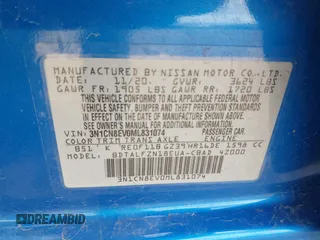 2021 Nissan Versa SV with VIN 3N1CN8EV0ML831074, listed as a IAAI auction lot 42203487 with 83,115 mi miles and . Bid and sale history available at DreamBid. Image 9.
