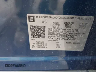 2020 GMC Terrain SLT with VIN 3GKALVEV0LL231358, listed as a IAAI auction lot 42179752 with 42,540 mi miles and . Bid and sale history available at DreamBid. Image 9.