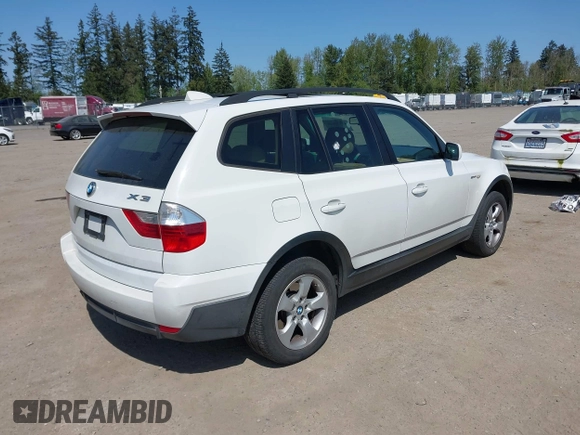 2007 BMW X3 3.0si with VIN WBXPC93497WF26827, listed as a IAAI auction lot 42130088 with 160,852 mi miles. Bid and sale history available at carsss.com. Image 4.