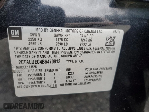 2011 GMC Terrain SLT-1 z VIN 2CTALUEC4B6470813, wystawiony jako Copart lot #62612825 z przebiegiem 185 971 mil mil oraz Czysty tytuł • Clean title. Historia ofert i sprzedaży dostępna na DreamBid. Obrazek 13.