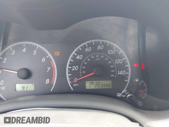 2010 Toyota Corolla with VIN 1NXBU4EE5AZ262532, listed as a IAAI auction lot 42383480 with 253,986 mi miles and . Bid and sale history available at DreamBid. Image 7.