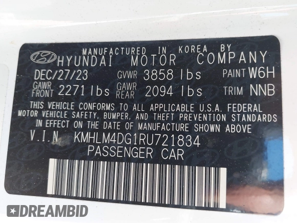 2024 Hyundai Elantra SEL z VIN KMHLM4DG1RU721834, wystawiony jako IAAI lot #41989186 z przebiegiem 19 877 mil mil oraz . Historia ofert i sprzedaży dostępna na DreamBid. Obrazek 9.