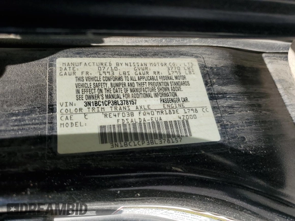 2011 Nissan Versa S with VIN 3N1BC1CP3BL378157, listed as a Copart auction lot 62396275 with 78,634 mi miles and Clean title. Bid and sale history available at DreamBid. Image 12.