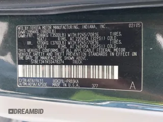2005 Toyota Tundra SR5 with VIN 5TBET34145S478274, listed as a IAAI auction lot 42409811 with 168,100 mi miles and . Bid and sale history available at DreamBid. Image 9.