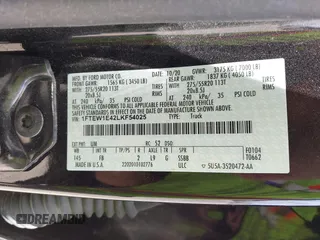 2020 Ford F-150 XL z VIN 1FTEW1E42LKF54025, wystawiony jako IAAI lot #42057516 z przebiegiem 58 726 mil mil oraz . Historia ofert i sprzedaży dostępna na DreamBid. Obrazek 9.