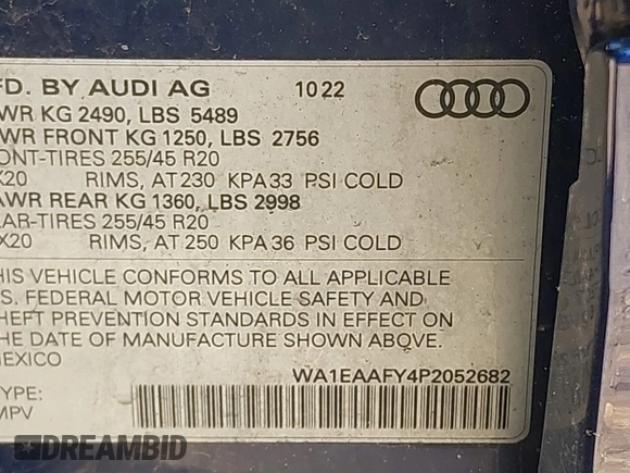 2023 Audi Q5 S line Premium Plus z VIN WA1EAAFY4P2052682, wystawiony jako IAAI lot #42118016 z przebiegiem 24 135 mil mil oraz . Historia ofert i sprzedaży dostępna na DreamBid. Obrazek 9.