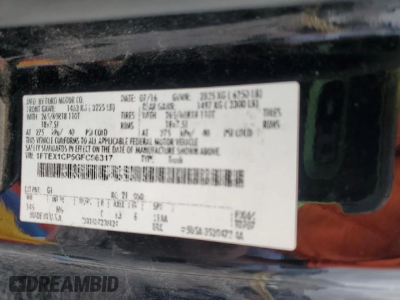 2016 Ford F-150 XL with VIN 1FTEX1CP5GFC96317, listed as a Copart auction lot 43956955 with 229,618 mi miles and Salvage Title. Bid and sale history available at carsss.com. Image 12.