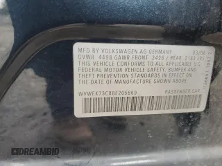 2008 Volkswagen Passat 2.0T z VIN WVWEK73CX8E205869, wystawiony jako Copart lot #46004675 z przebiegiem 110 945 mil mil oraz Tytuł czysty. Historia ofert i sprzedaży dostępna na DreamBid. Obrazek 12.