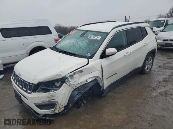 2019 Jeep Compass Latitude with VIN 3C4NJDBB3KT766898, listed as a Copart auction lot 85797534 with 17,398 mi miles and Salvage title. Bid and sale history available at DreamBid. Image 1.