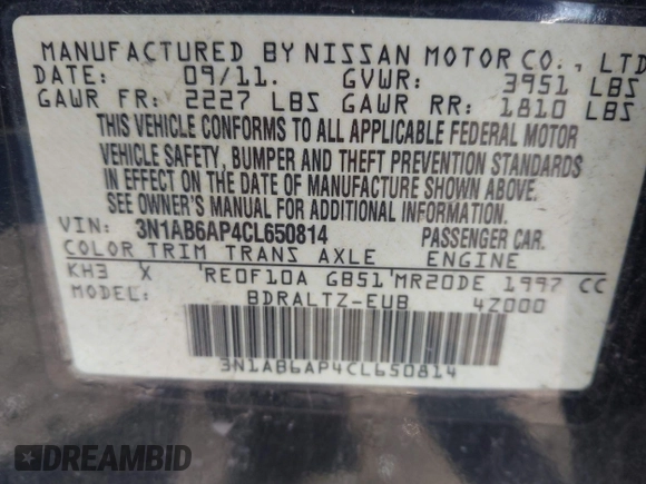 2012 Nissan Sentra SR с VIN 3N1AB6AP4CL650814, выставлен на аукционе IAAI как лот 42650534 с пробегом 222 232 миль миль и . История ставок и продаж доступна на DreamBid. Изображение 9.