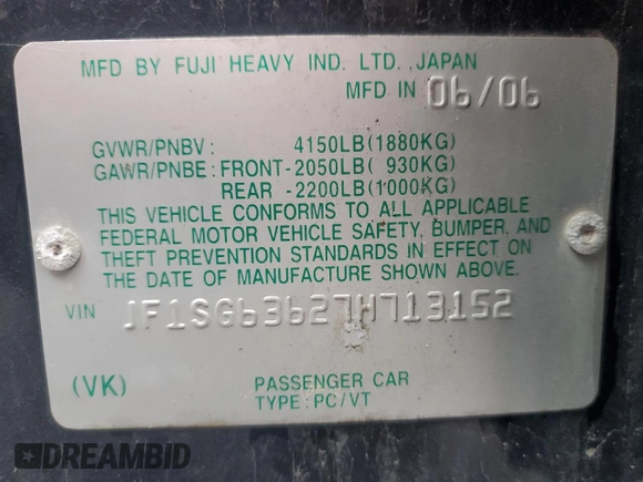 2007 Subaru Forester X with VIN JF1SG63627H713152, listed as a Copart auction lot 81984064 with 183,025 mi miles and Clean Title. Bid and sale history available at carsss.com. Image 13.