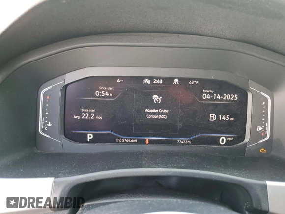 2022 Volkswagen Atlas 3.6L V6 SE w/Technology with VIN 1V2KR2CA7NC557944, listed as a Copart auction lot 53145015 with 77,422 mi miles and Salvage Title. Bid and sale history available at carsss.com. Image 9.
