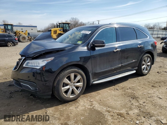 2015 Acura MDX Advance/Entertainment Pkg with VIN 5FRYD4H88FB026699, listed as a Copart auction lot 46466375 with 93,356 mi miles and Salvage Title. Bid and sale history available at carsss.com. Image 1.