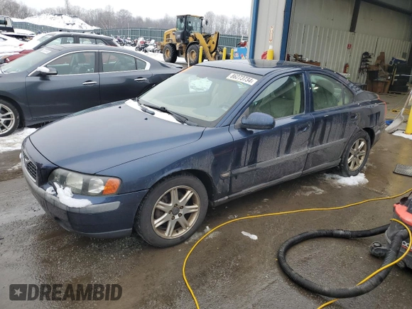 2003 Volvo S60 2.4L with VIN YV1RS61T932248036, listed as a Copart auction lot 86273734 with 0 mi miles and Salvage Title. Bid and sale history available at carsss.com. Image 1.