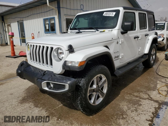 2021 Jeep Wrangler Unlimited Sahara с VIN 1C4HJXEG3MW619175, выставлен на аукционе Copart как лот 49053575 с пробегом 61 333 миль миль и Списание • Salvage title. История ставок и продаж доступна на DreamBid. Изображение 1.