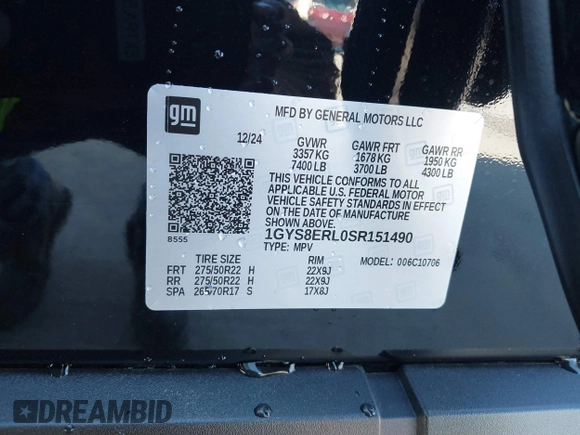 2025 Cadillac Escalade z VIN 1GYS8ERL0SR151490, wystawiony jako IAAI lot #41378504 z przebiegiem Nie podano mil oraz . Historia ofert i sprzedaży dostępna na DreamBid. Obrazek 9.