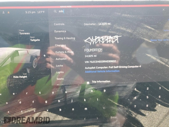 2024 Tesla Cybertruck Cyberbeast z VIN 7G2CEHEE0RA030822, wystawiony jako Copart lot #57177875 z przebiegiem 14 625 mil mil oraz Szkody całkowita. Historia ofert i sprzedaży dostępna na DreamBid. Obrazek 9.