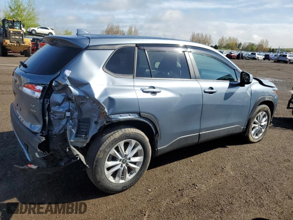 2022 Toyota Corolla Cross LE with VIN 7MUCAABGXNV025847, listed as a Copart auction lot 49153095 with 37,789 mi miles and Salvage title. Bid and sale history available at DreamBid. Image 3.