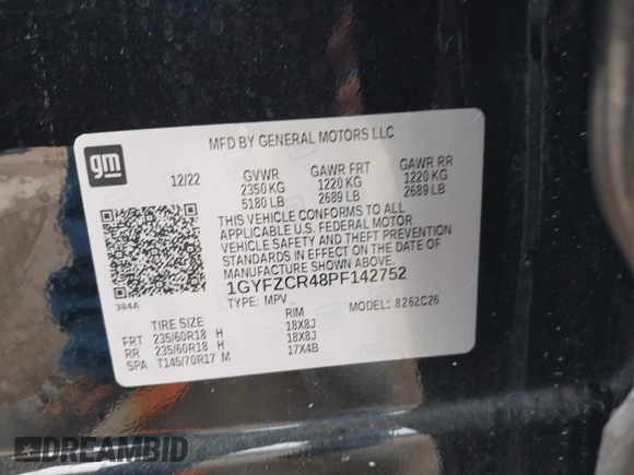 2023 Cadillac XT4 FWD Premium Luxury with VIN 1GYFZCR48PF142752, listed as a IAAI auction lot 42183025 with 45,536 mi miles and . Bid and sale history available at DreamBid. Image 9.