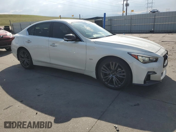 2020 Infiniti Q50 Luxe with VIN JN1EV7ARXLM254294, listed as a Copart auction lot 61596615 with 54,096 mi miles and Salvage title. Bid and sale history available at DreamBid. Image 4.