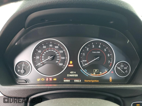 2016 BMW 3 Series 328i with VIN WBA8E9G59GNT45290, listed as a Copart auction lot 48904365 with 90,984 mi miles and Salvage Title. Bid and sale history available at carsss.com. Image 9.