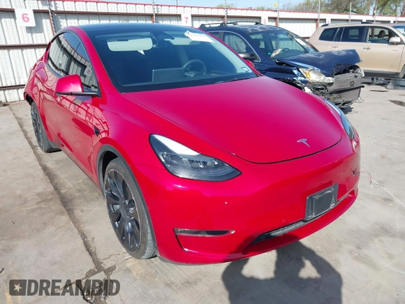 2022 Tesla Model Y Performance z VIN 7SAYGDEF0NF518740, wystawiony jako IAAI lot #41785358 z przebiegiem 50 692 mil mil oraz . Historia ofert i sprzedaży dostępna na DreamBid. Obrazek 1.